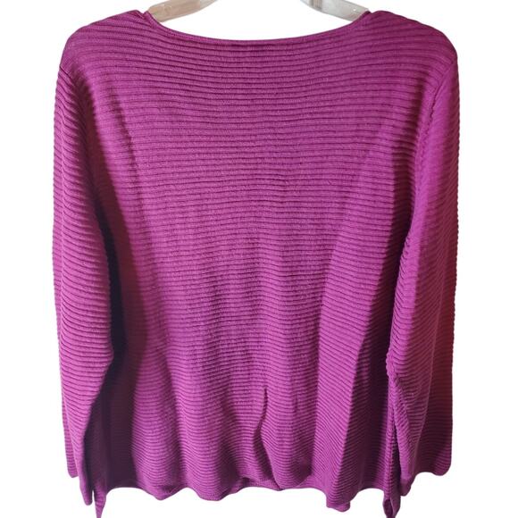 Eileen Fisher Texture Raspberry Long Sleeve Blouse, 1X - Picture 3 of 6